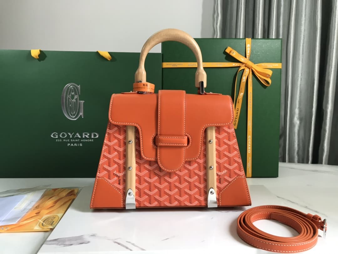Saïgon PM Bag Goyardine Canvas & Clamecy Cowhide Orange High