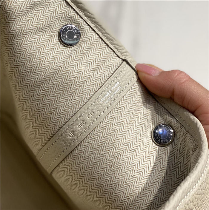 Hermes Garden Party 30/36 Bag Calfskin In Craie High
