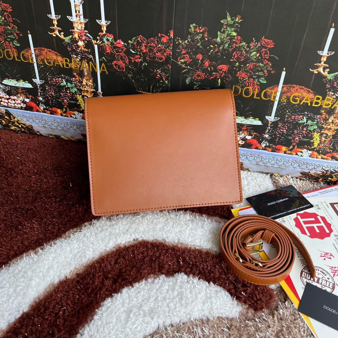 Dolce & Gabbana Brown calf leather DG Logo crossbody bag high