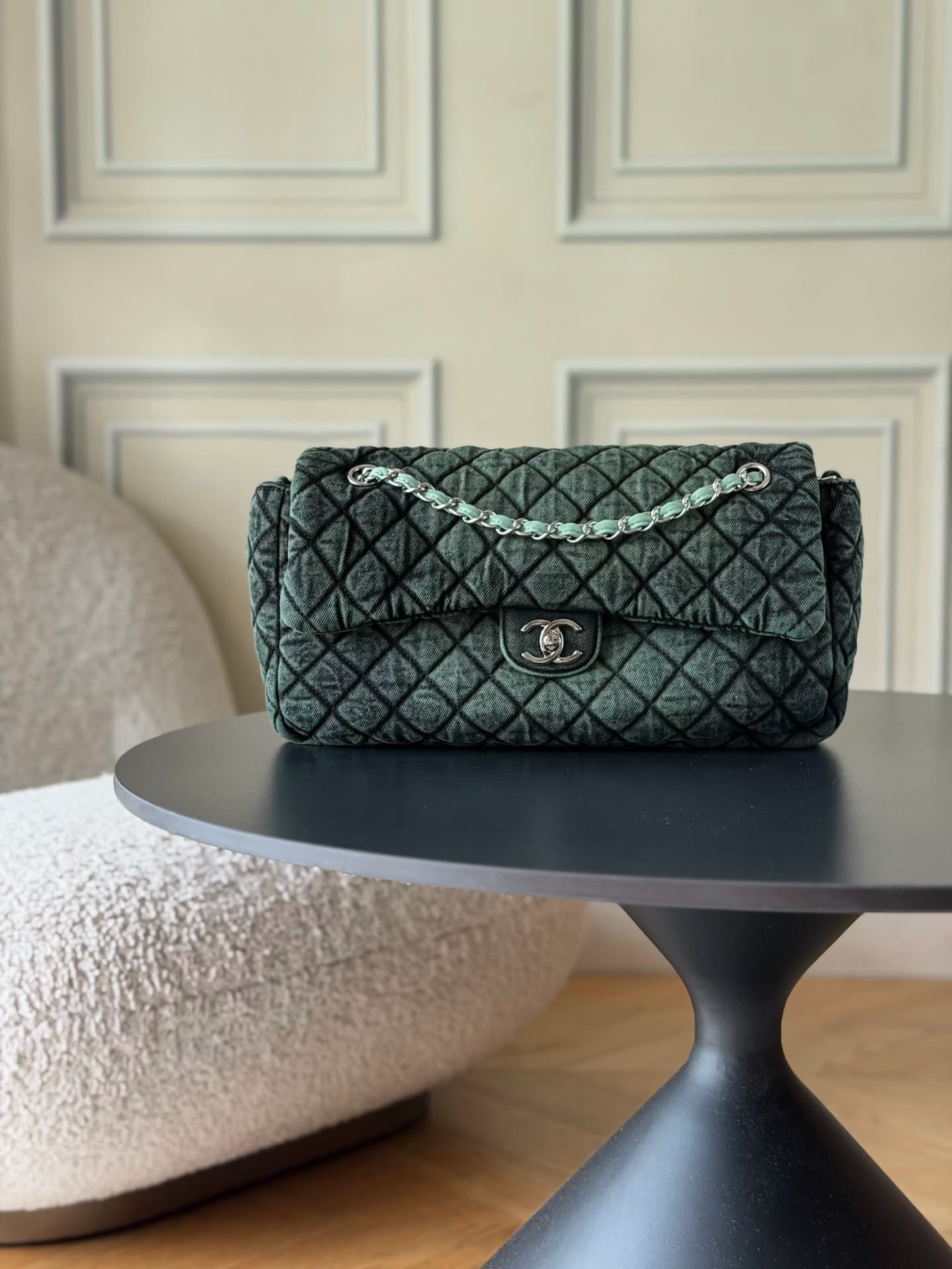 Chanel Denimpression Flap bag Denim& Silver Metal Black AS3102 A