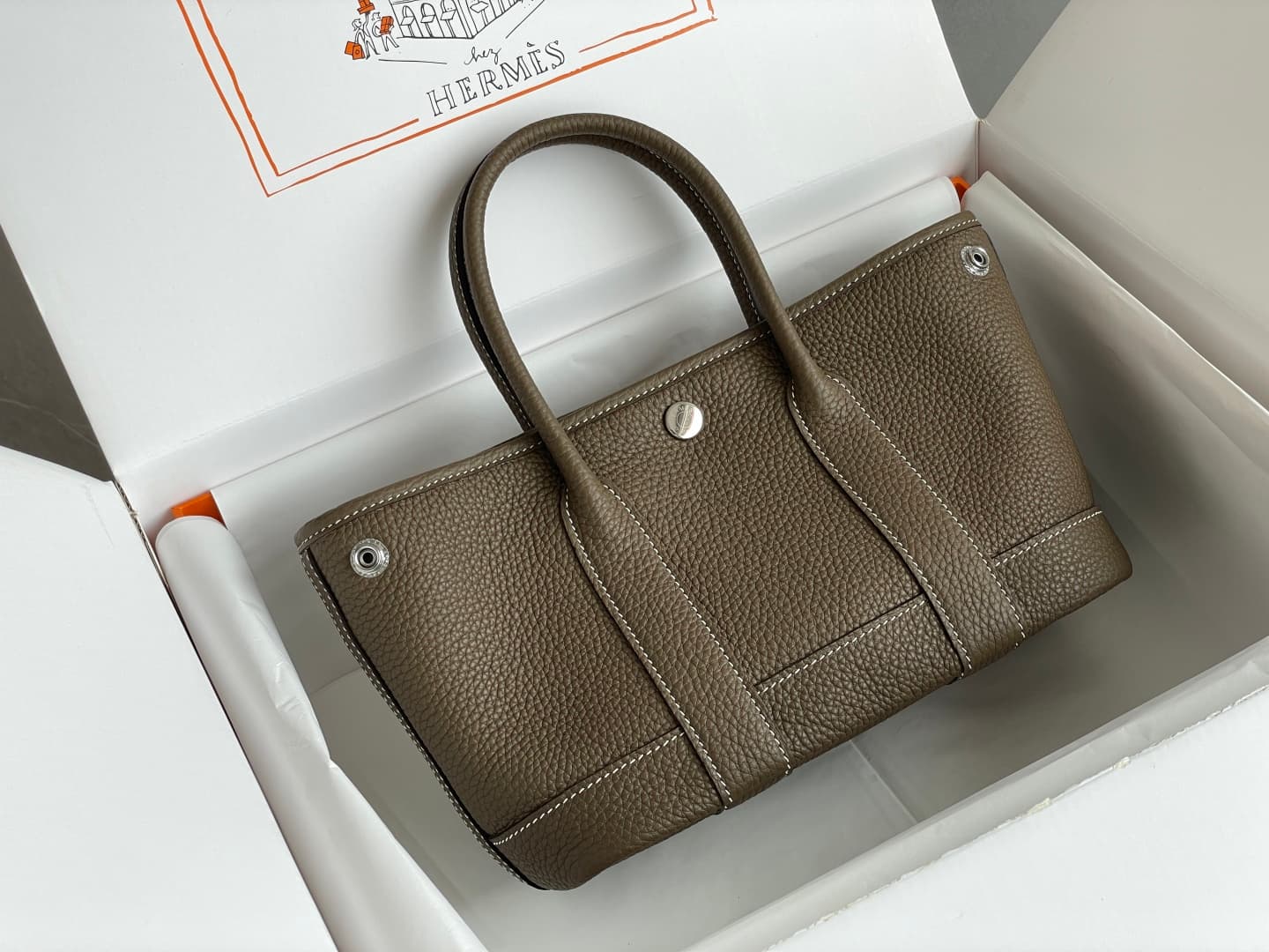 Hermes Garden Party 23 bag in Etoupe Togo Leather WAX High