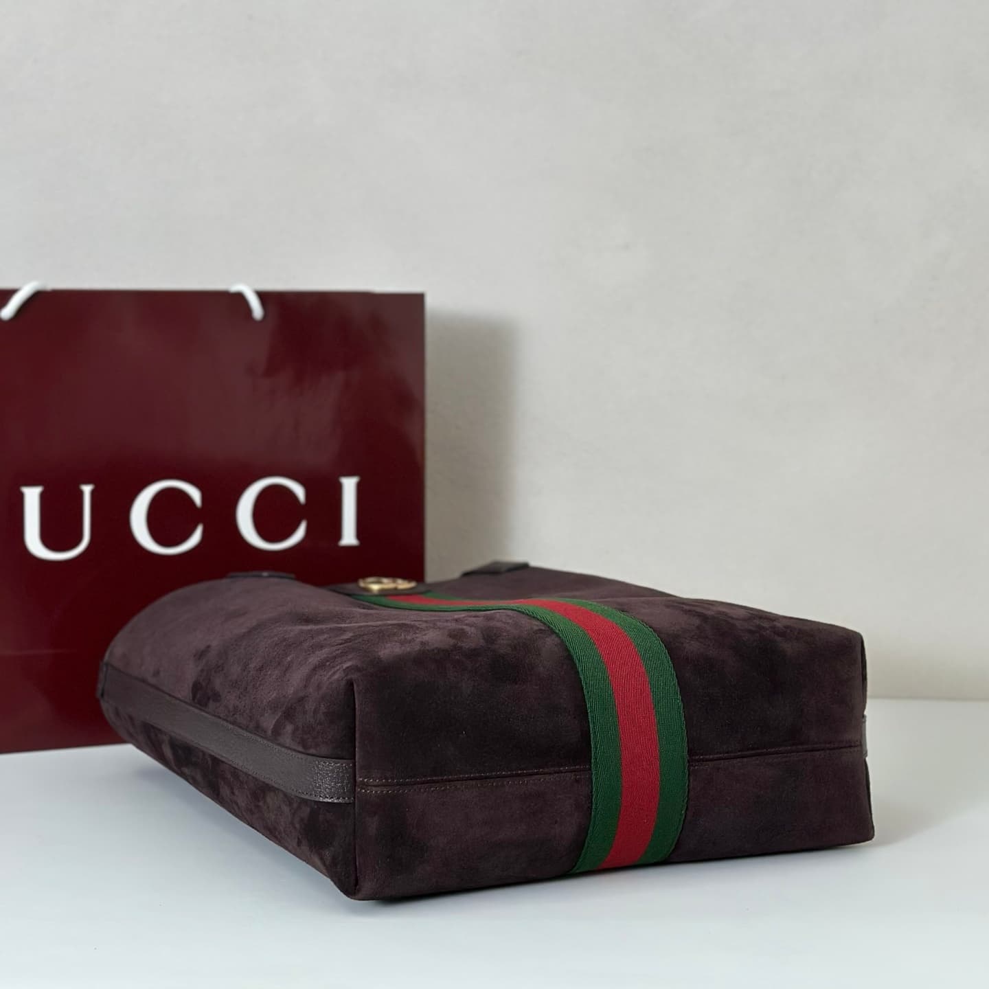 Gucci Ophidia medium tote bag 834465 dark brown suede High