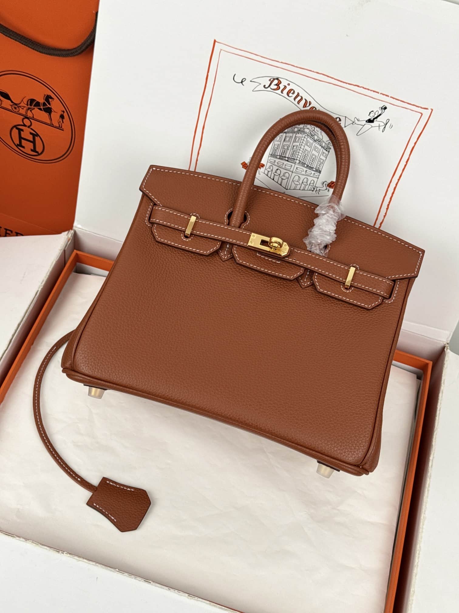 Hermes Birkin 25/30 Bag Togo Calfskin Leather Gold High