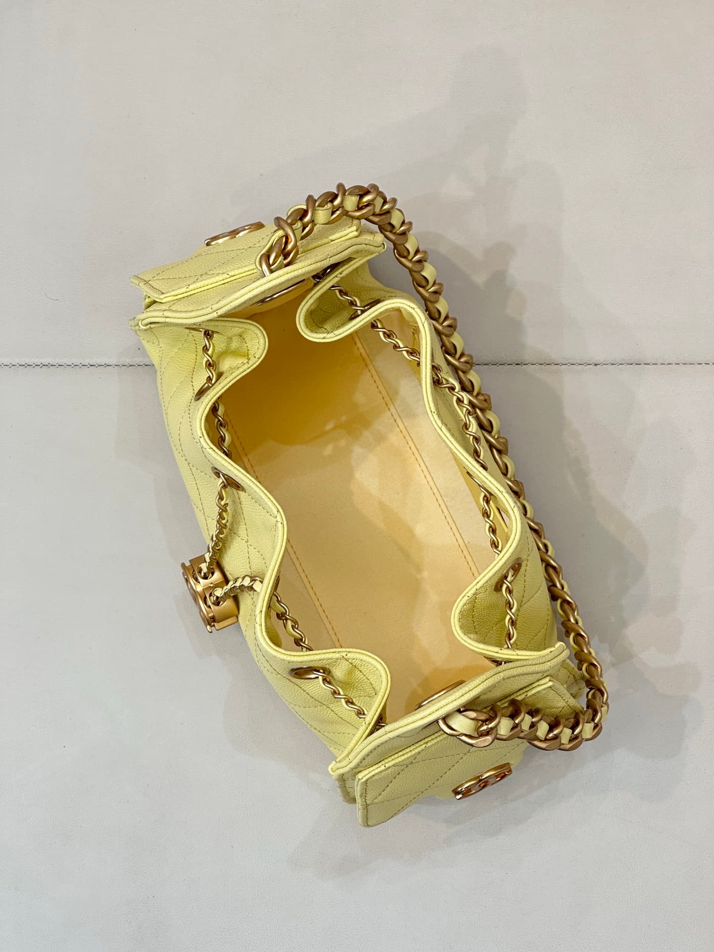 CHANEL 25 Mini Handbag AS5631 Grained Calfskin & Gold-tone Metal Yellow TOP