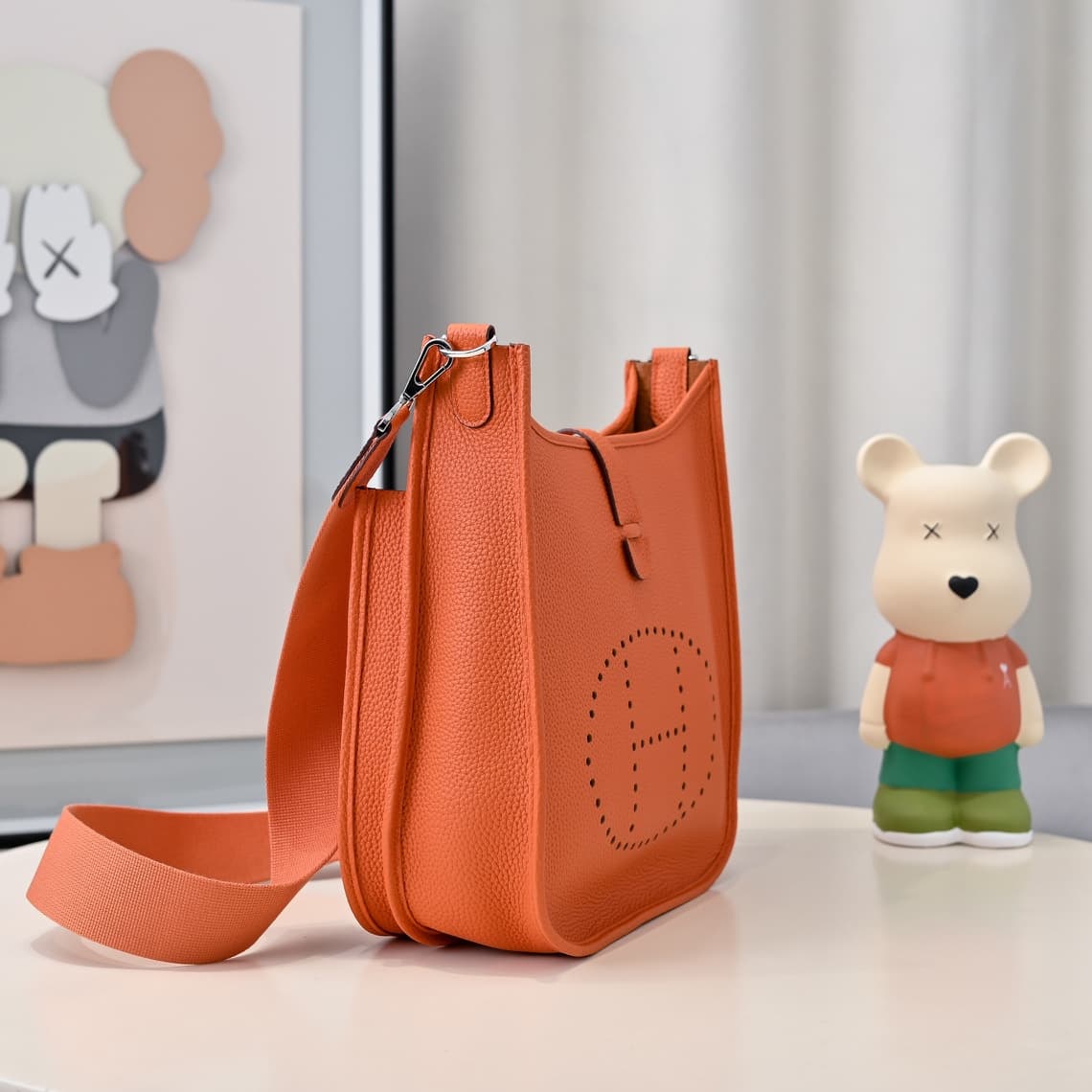 Hermes Evelyne III PM Bag Clemence Leather In Orange High