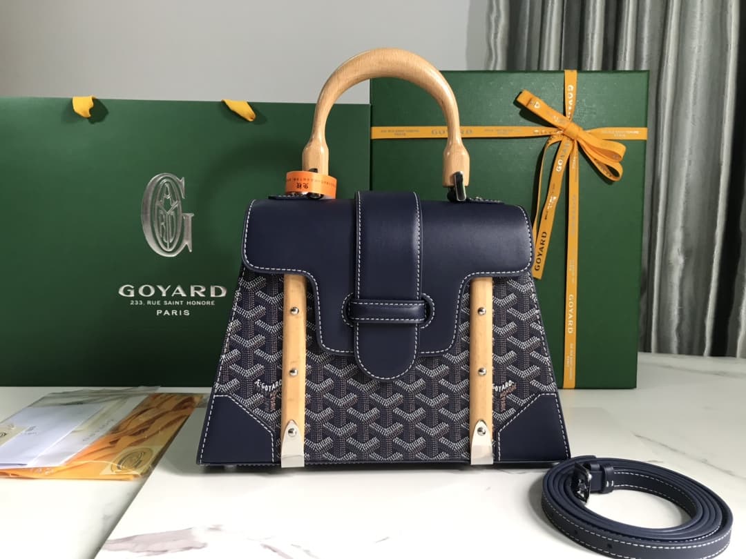 Saïgon PM Bag Goyardine Canvas & Clamecy Cowhide Navy High