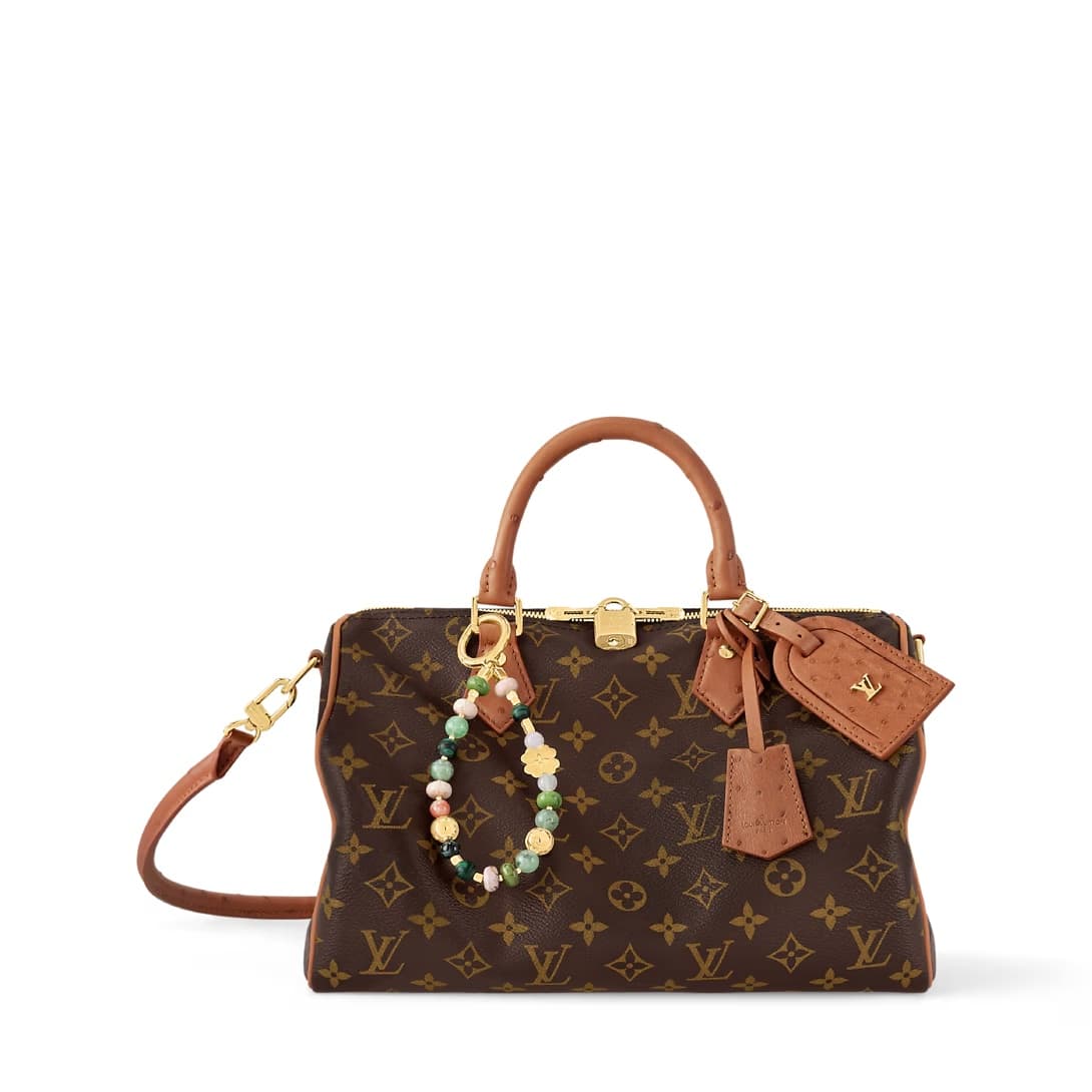 Louis Vuitton Speedy Soft 30 Boho Monogram Tan Coated canvas Ostrich-leather trim N87212 TOP