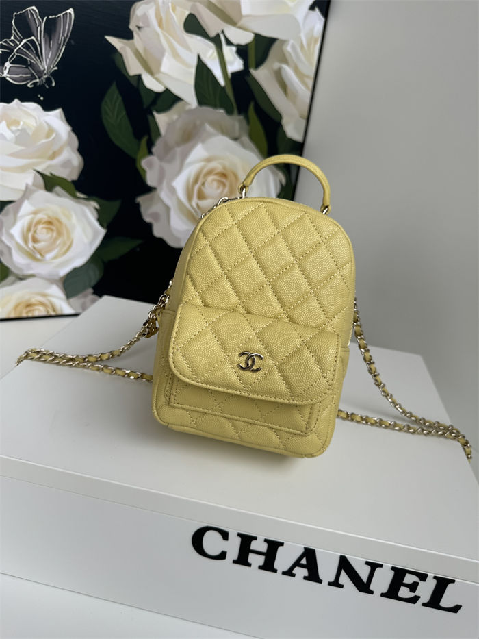 Chanel Mini Backpack Grained Calfskin Gold-Tone Metal AP3753 Yellow A