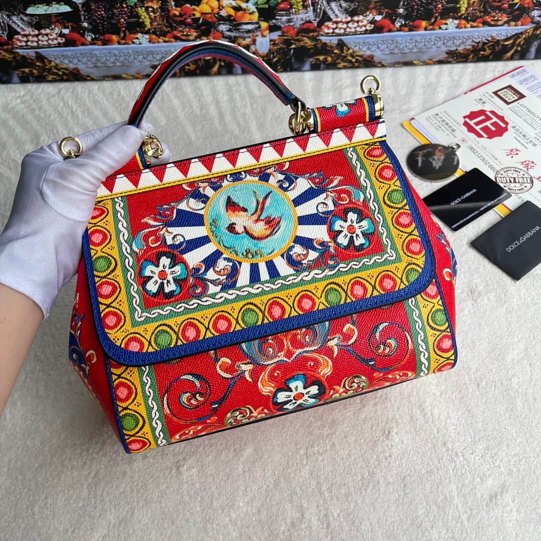Dolce & Gabbana Miss Sicily top handle bag with multicolor print leather High