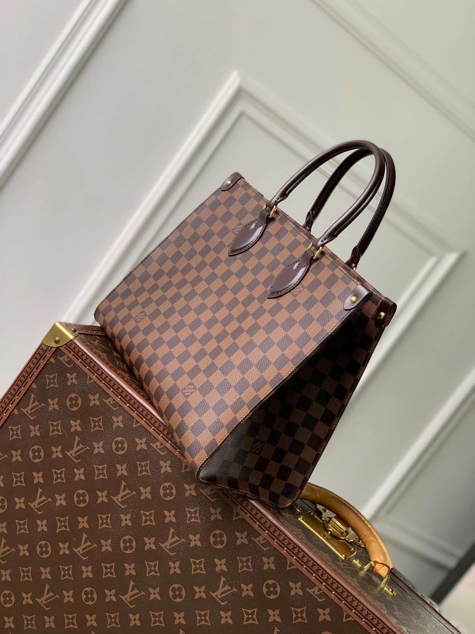 Louis Vuitton Damier Ebene OnTheGo MM Tote Bag N00065 High