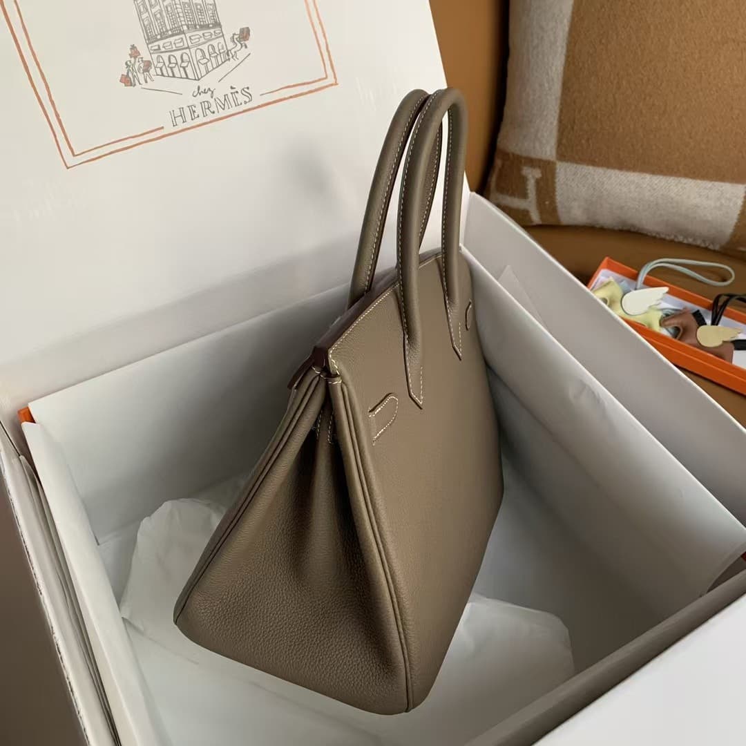 Hermes Birkin 25/30/35cm Bag Togo Leather With Veins WAX High Etoupe Customizing Style