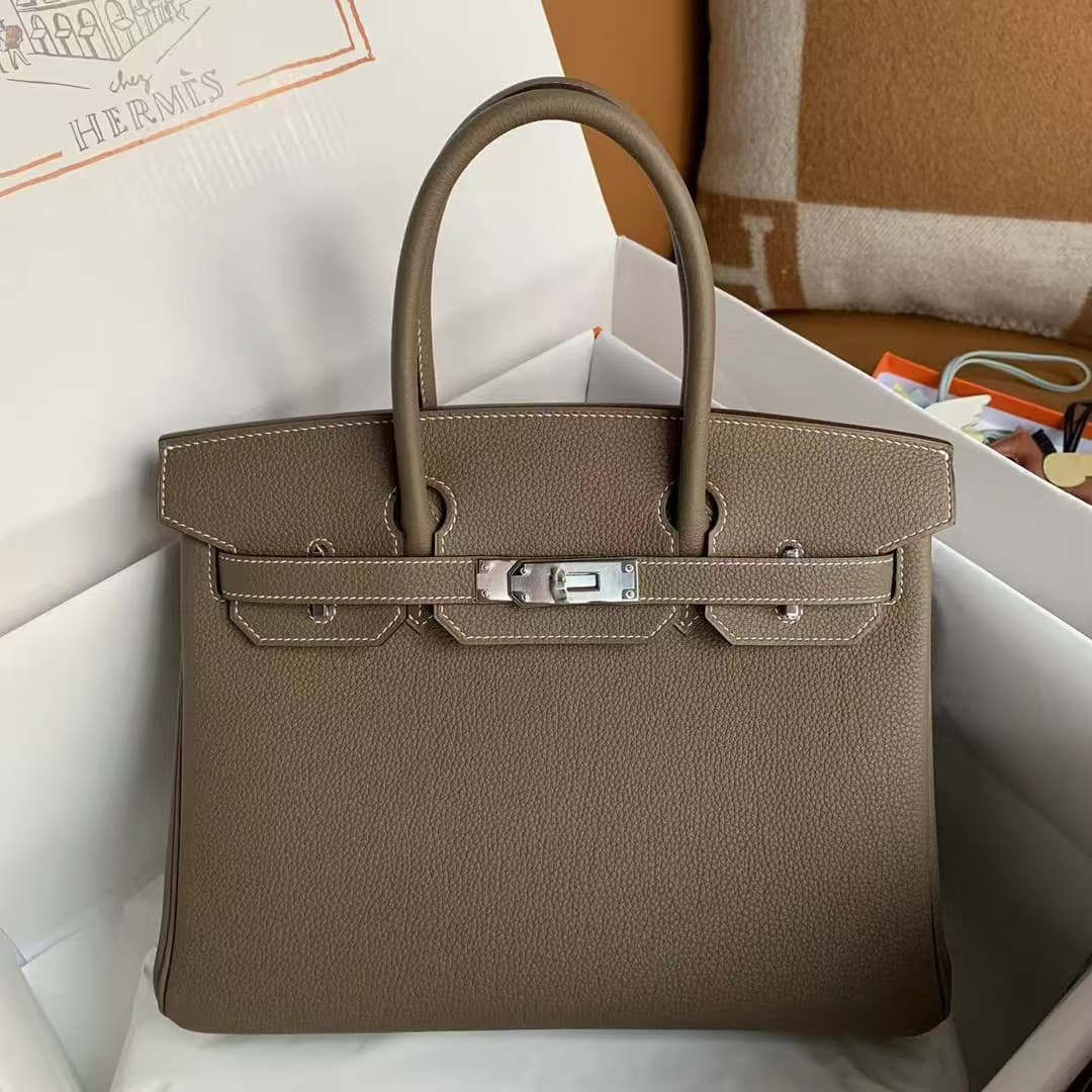 Hermes Birkin 25/30/35cm Bag Togo Leather With Veins WAX High Etoupe Customizing Style