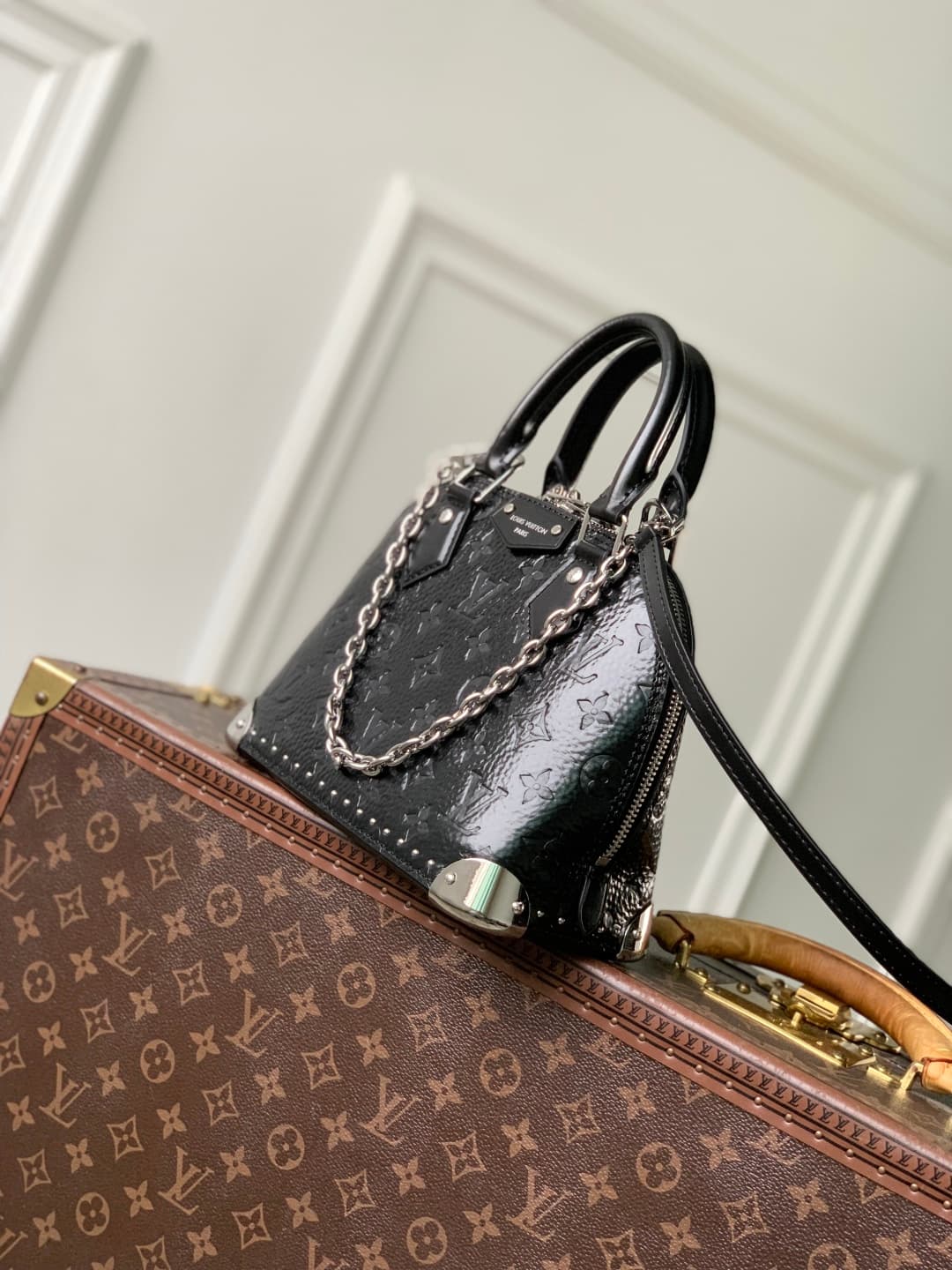 Louis Vuitton Alma Trunk BB in Monogram Saga Noir calfskin M27812 High