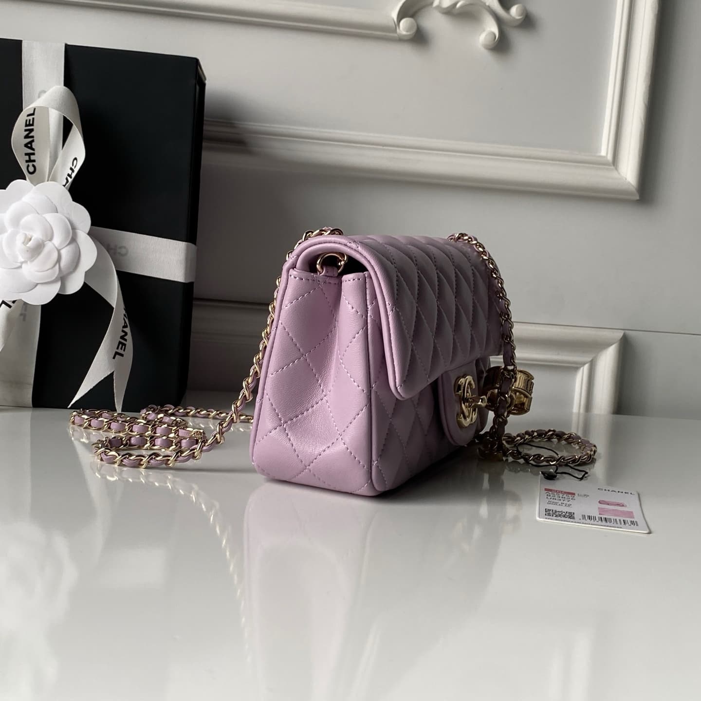 Chanel Classic Flap Bag Lambskin & Gold-Tone Metal AS5759 Light Purple A