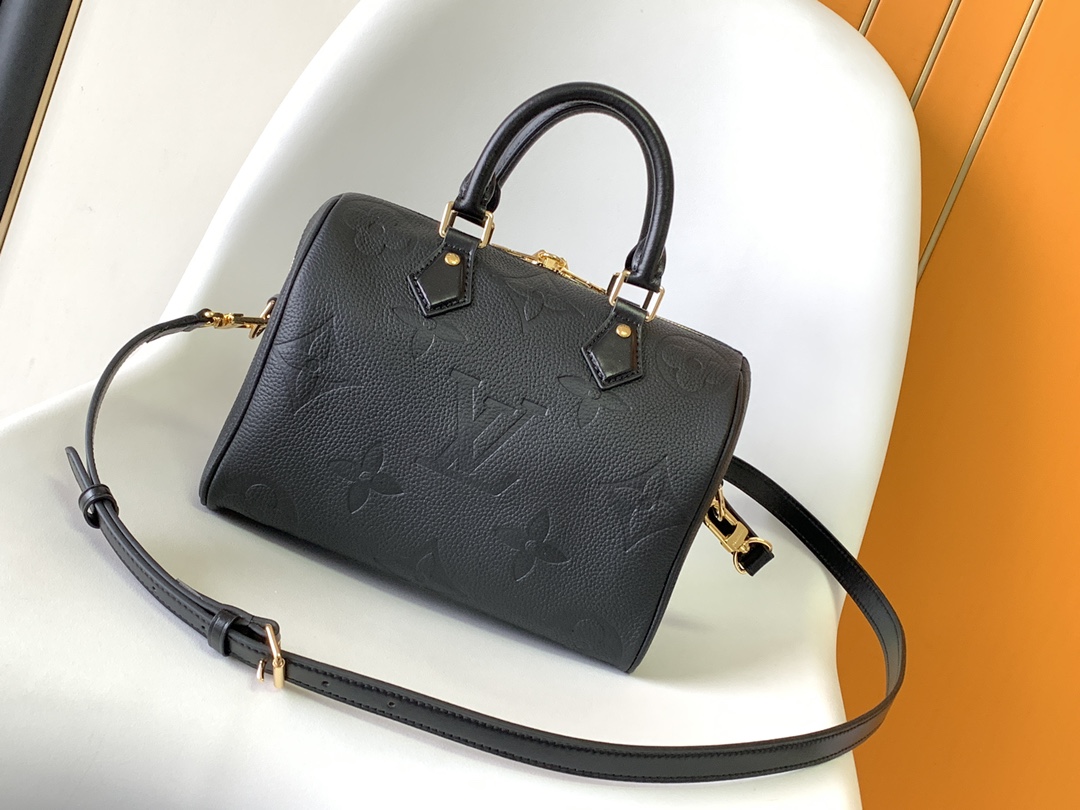 Louis Vuitton Speedy Bandoulière 25 Bag Black Embossed supple grained cowhide leather M58951 High