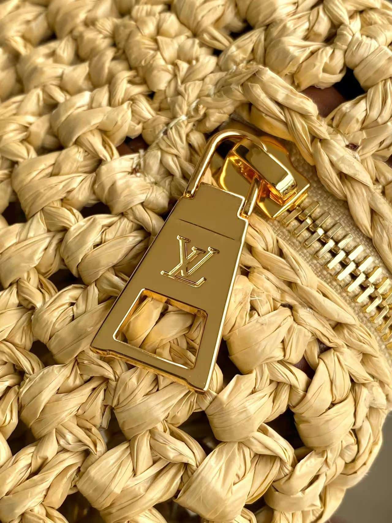 Louis Vuitton Vanity Chain Pouch Natural Tan Raffia M14303 High