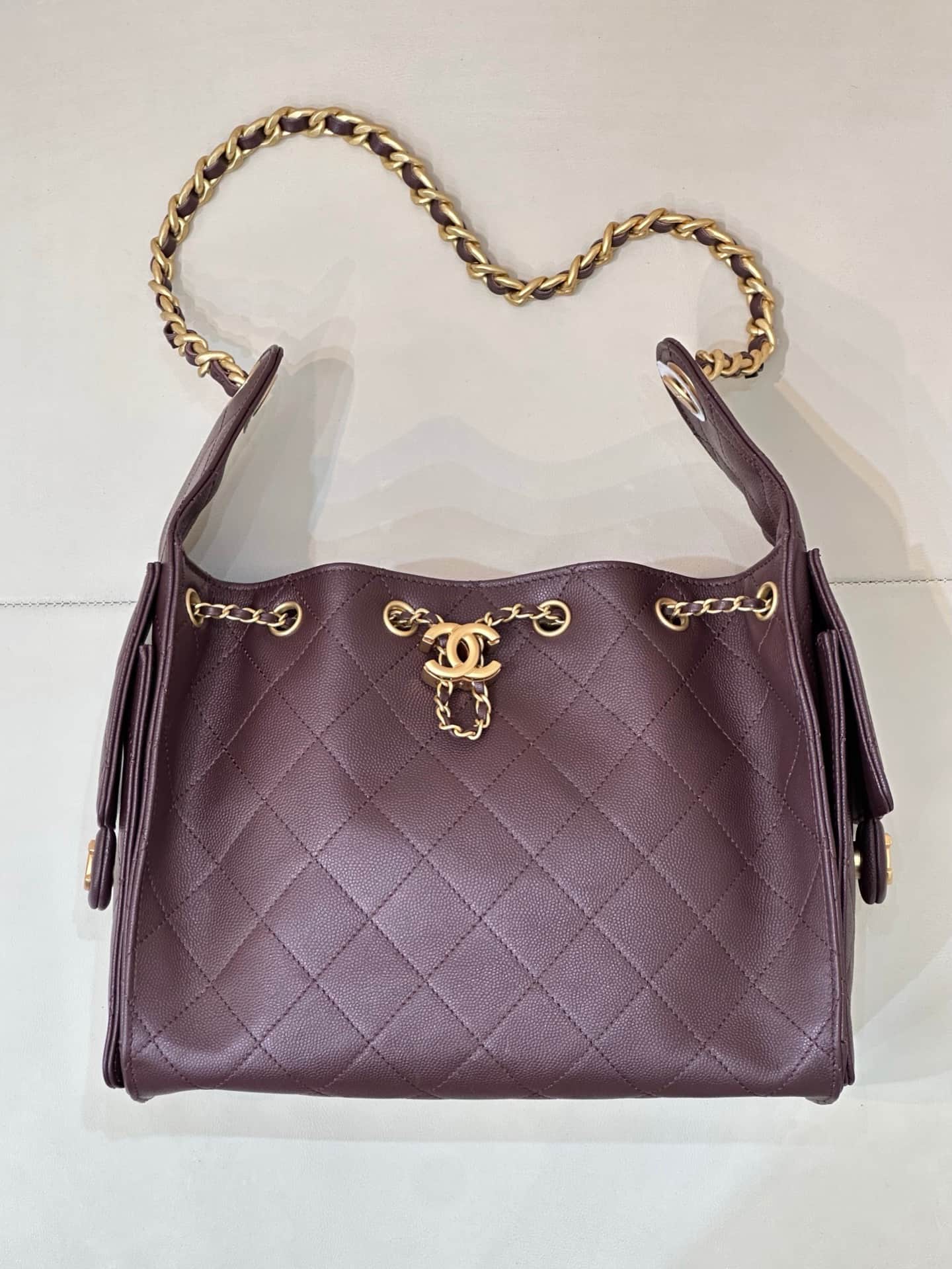 Chanel 25 Small Hobo handbag AS5293 Grained Calfskin & Gold-tone Metal Brown TOP