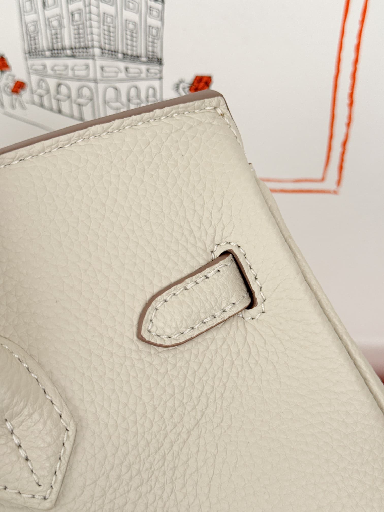 Hermes Birkin 25/30 Bag Togo Calfskin Leather Craie High