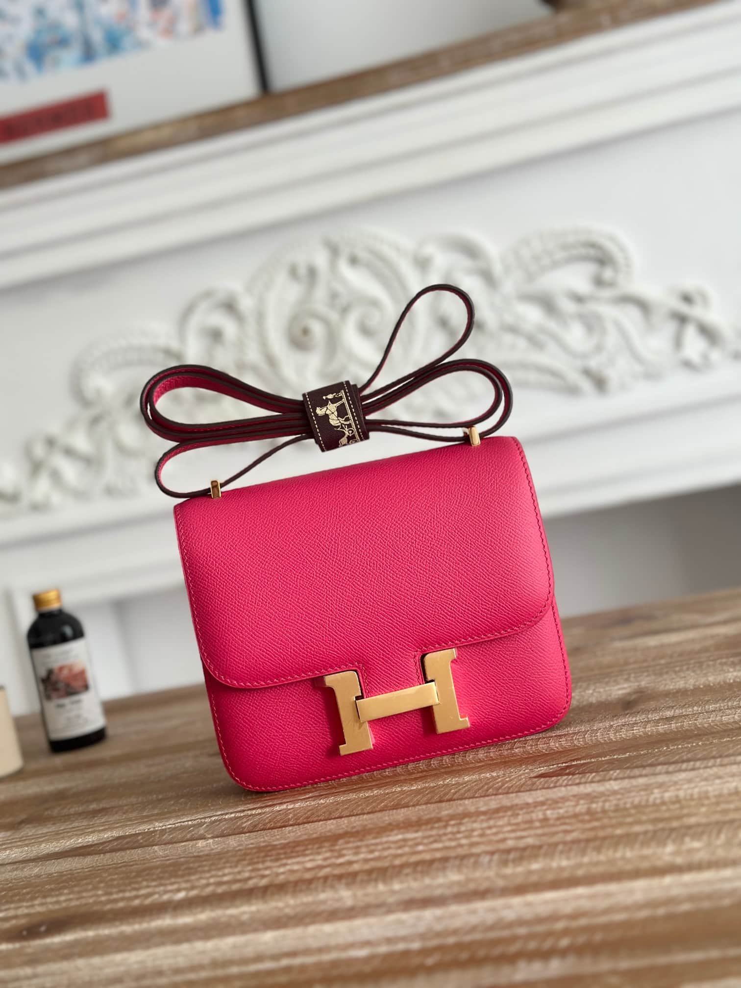 Hermes Mini Constance 18cm Epsom Bag WAX Rose eLipstick High