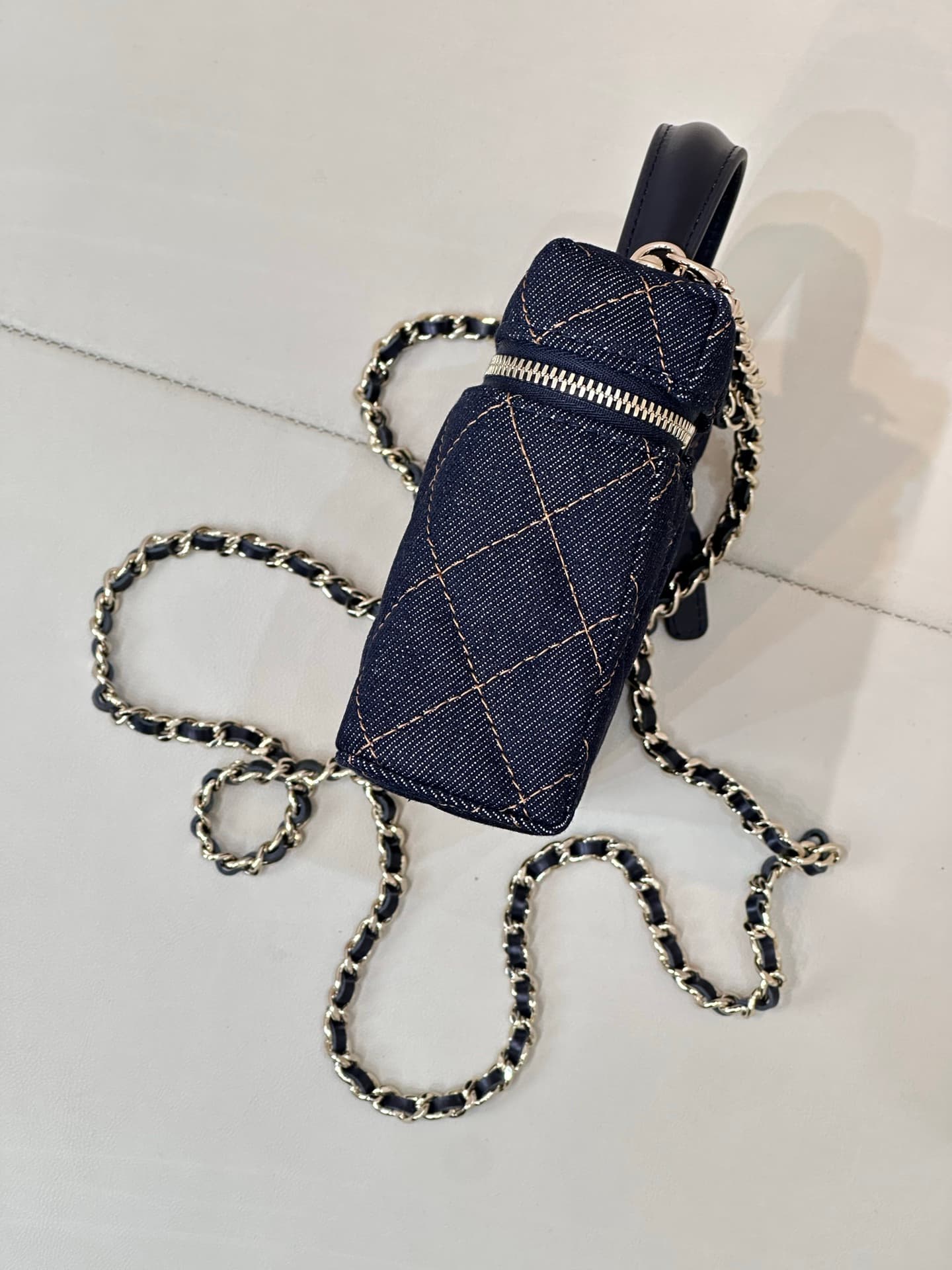 Chanel Classic Vanity with Chain Denim & Gold-Tone Metal Dark Blue AP4385 TOP