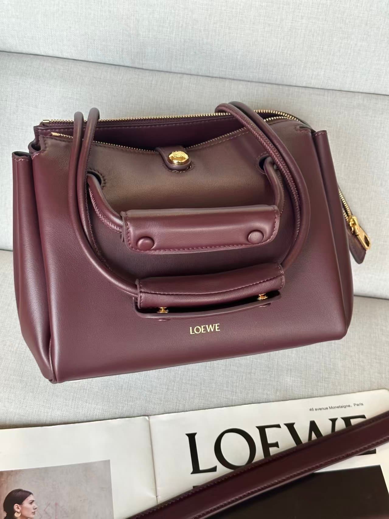 LOEWE Small Madrid bag in supple Calfskin Red High