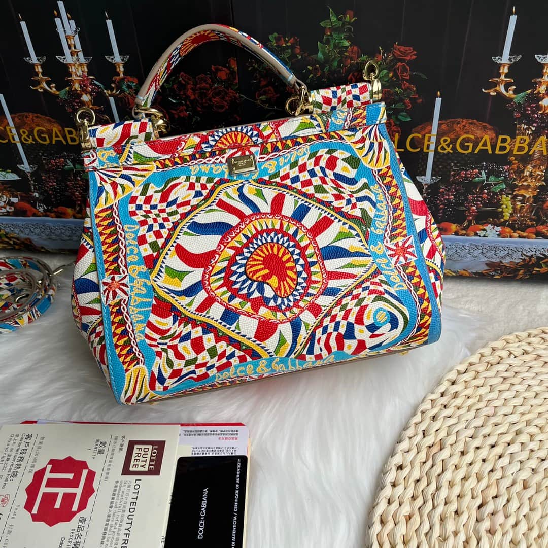 Dolce & Gabbana Miss Sicily top handle bag with multicolor print leather High