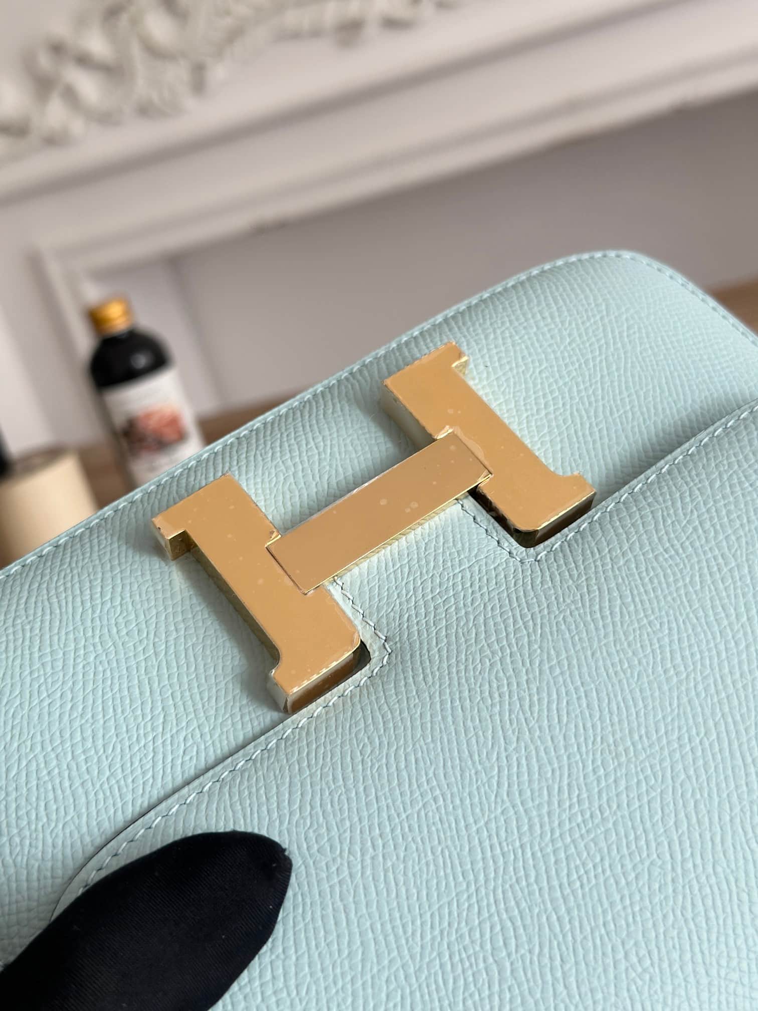 Hermes Mini Constance 18cm Epsom Bag WAX Blue Zephyr High