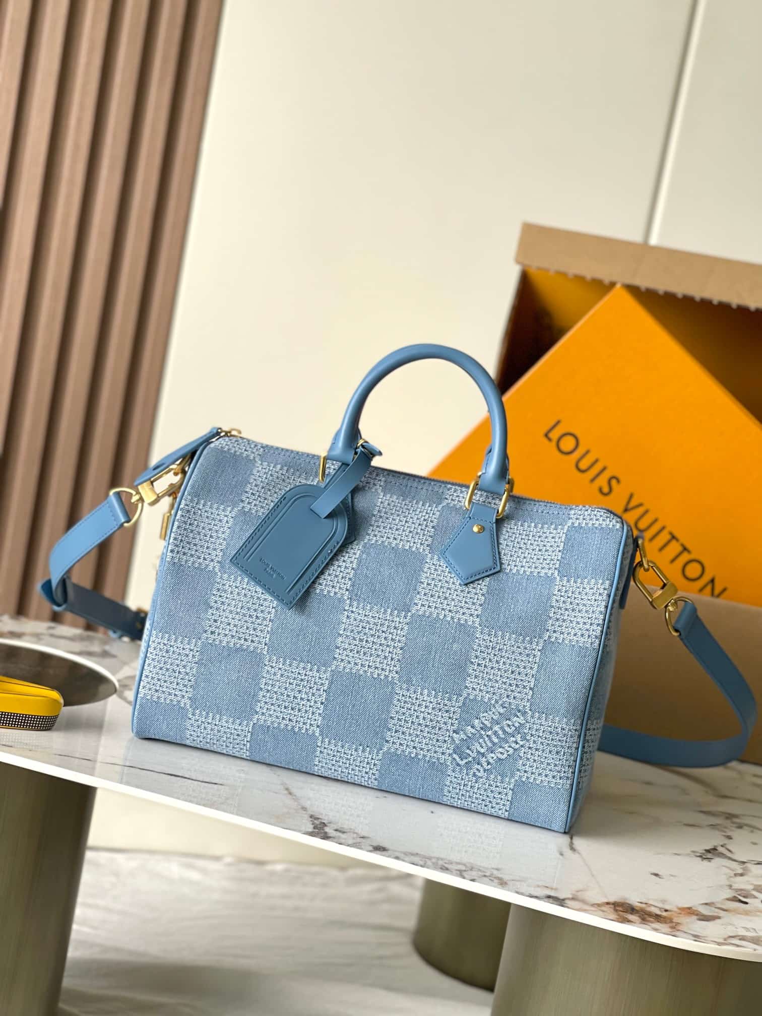 Louis Vuitton Speedy 30 Bandoulière Damier Denim Blue N00203 TOP