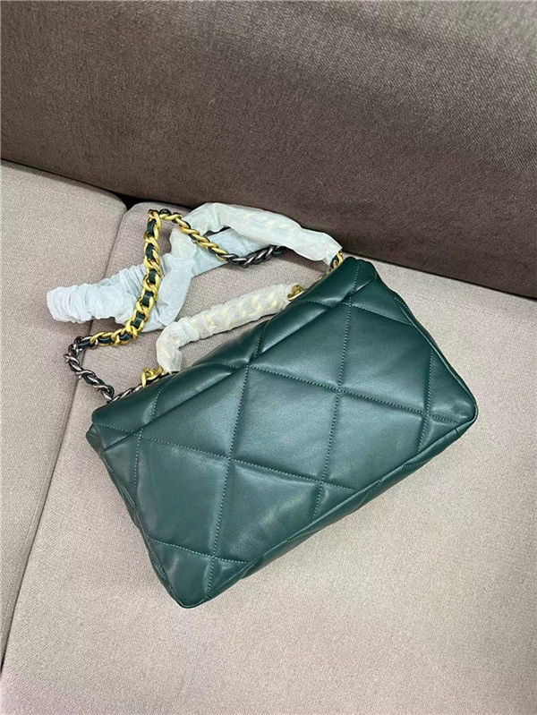 Large Chanel 19 Flap Bag Lambskin Ocean Blue High
