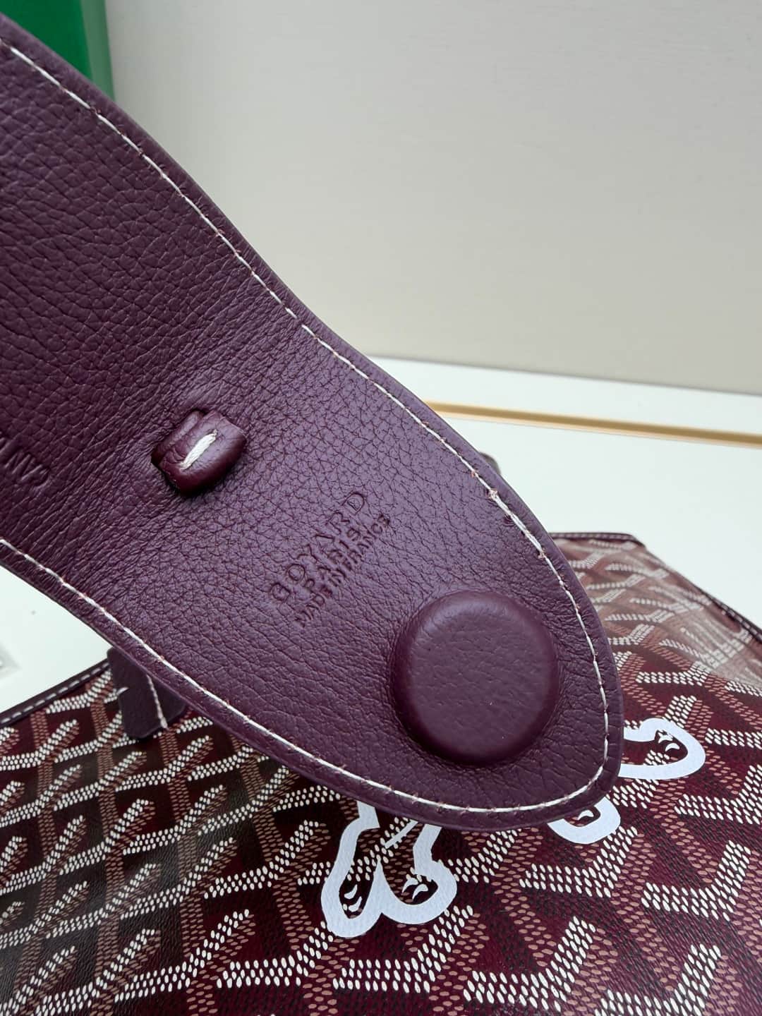 Goyard Mini Anjou Tote Goyardine Canvas with White Painted Mascot Burgundy  High