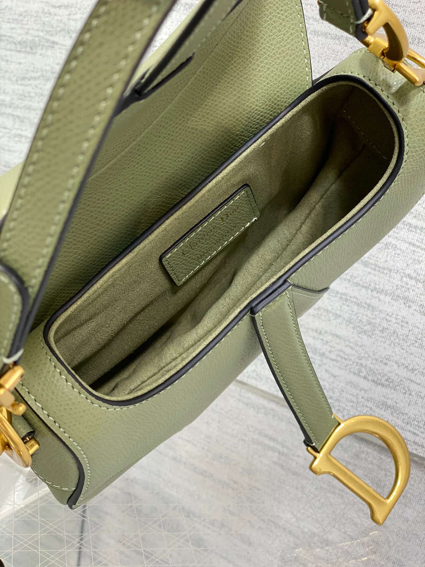 Mini SADDLE BAG Grained Calfskin Clay Green High