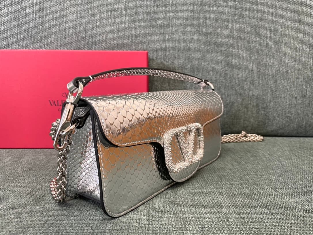 Valentino Garavani MINILOC small shoulder bag 1133S Calfskin Silver High