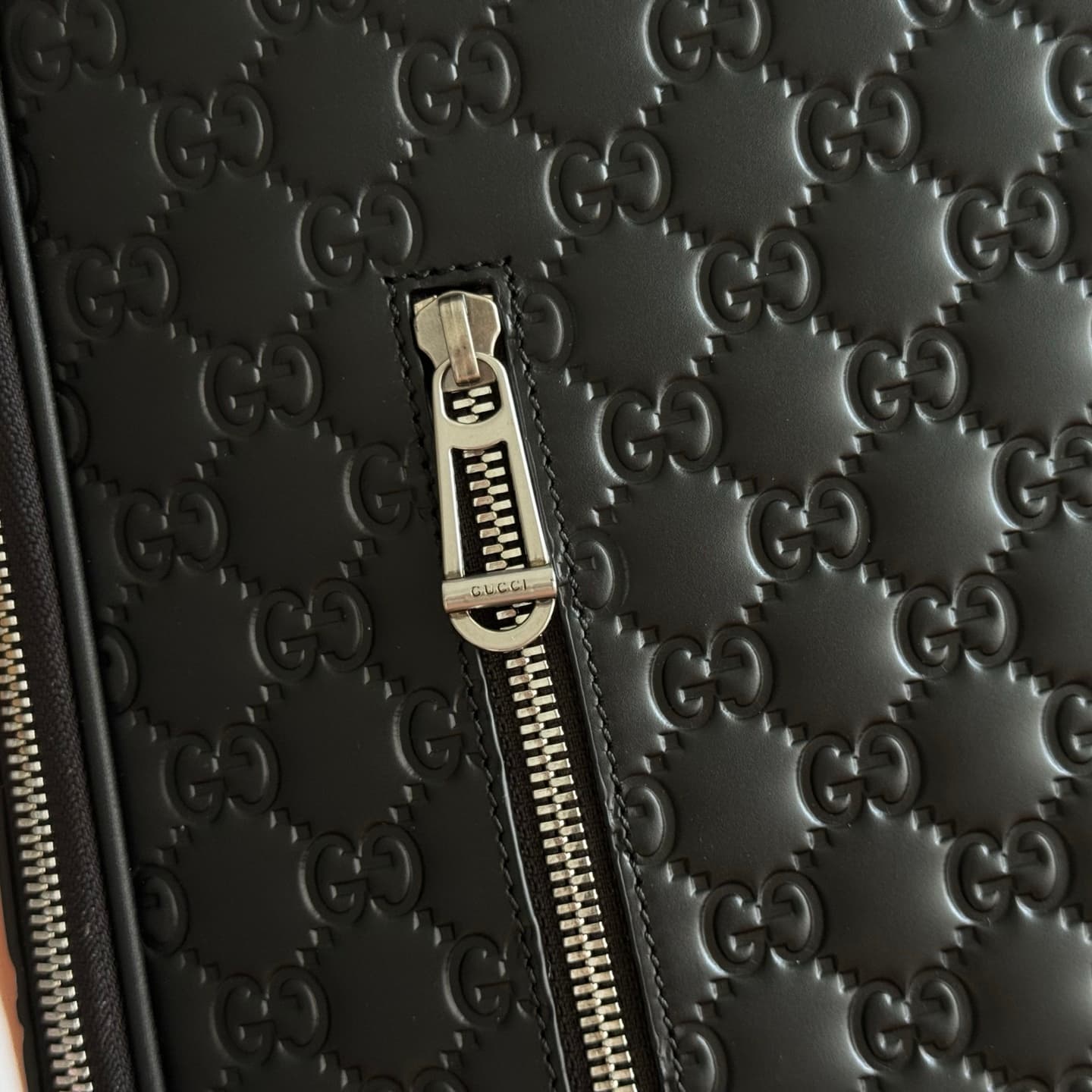 Gucci GG Emblem medium backpack Black embossed GG smooth leather 857974  High
