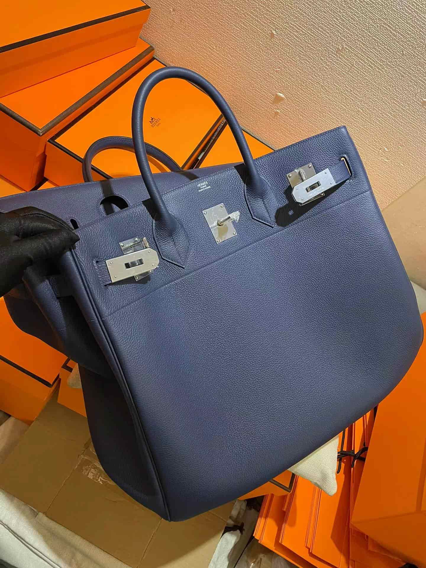 Hermes HAC Birkin 40 Bag Togo Leather In Navy WAX High Customizing Style