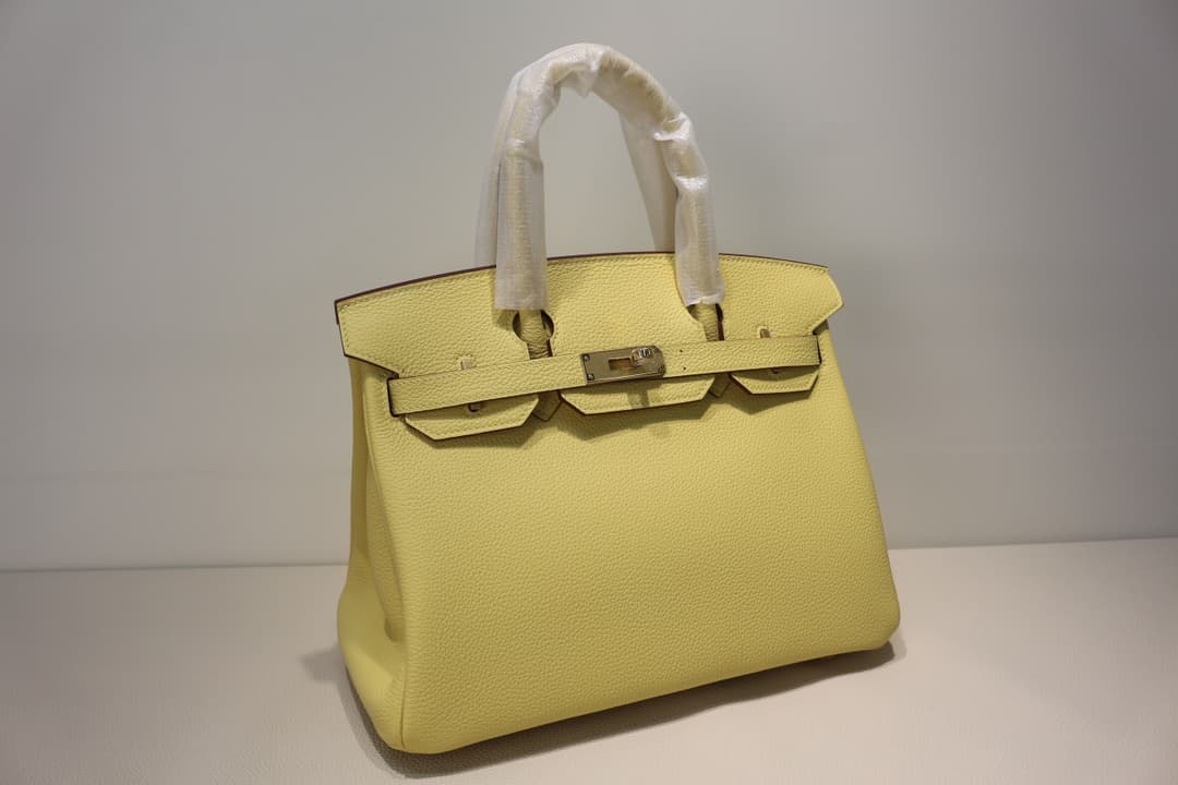 Hermes Birkin 25/30/35cm Bag Togo Leather In Jaune Poussin WAX High
