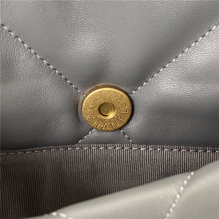 Chanel 19 Flap Bag Lambskin Dark Grey Silver High