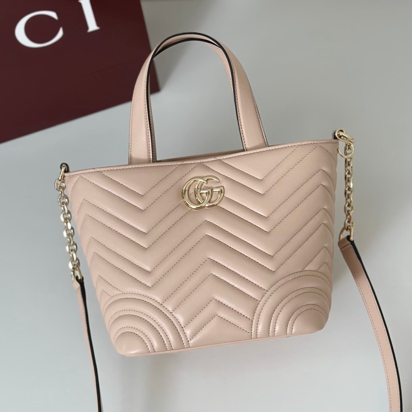 Gucci Betty small tote bag 847386 pale pink leather High