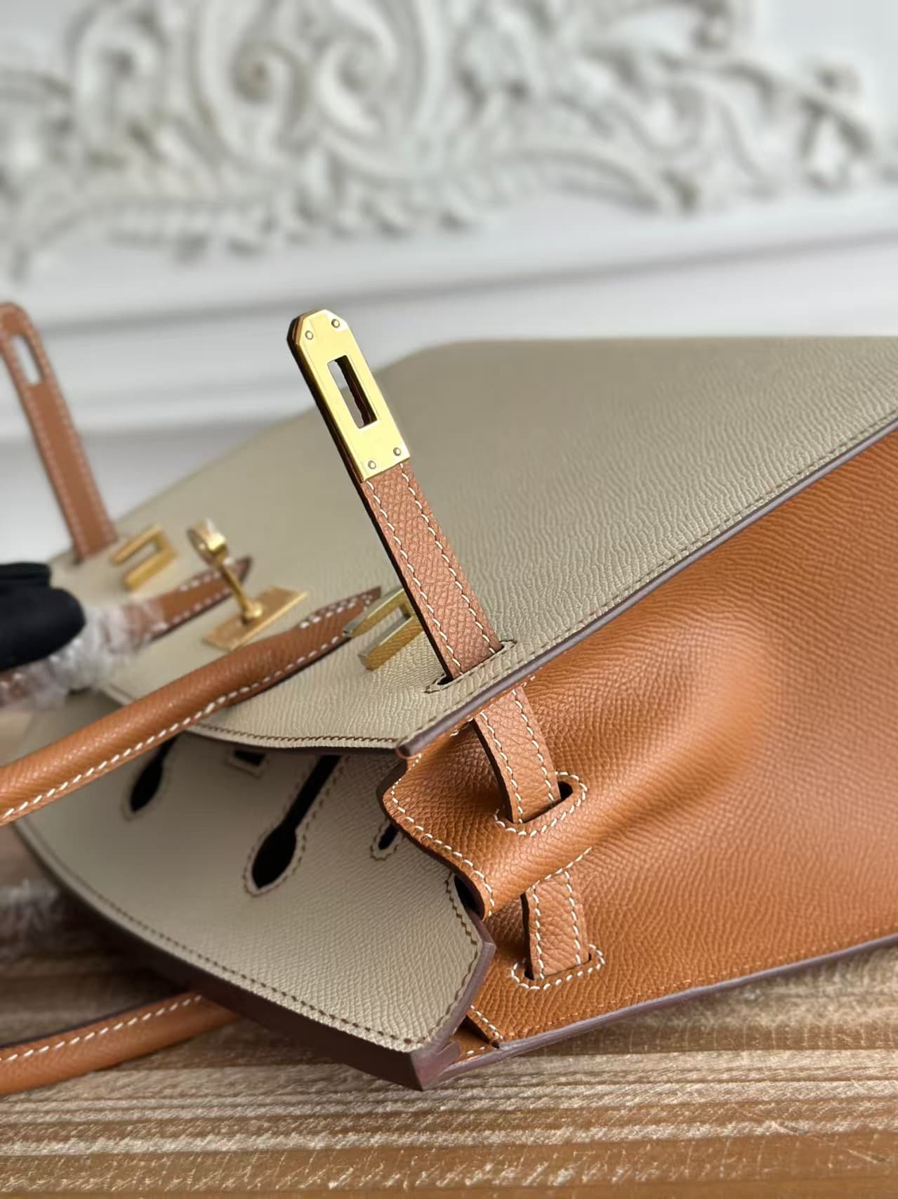 Hermes Birkin 25 Bag Epsom Leather Craie&Gold Metal WAX High Customizing Style