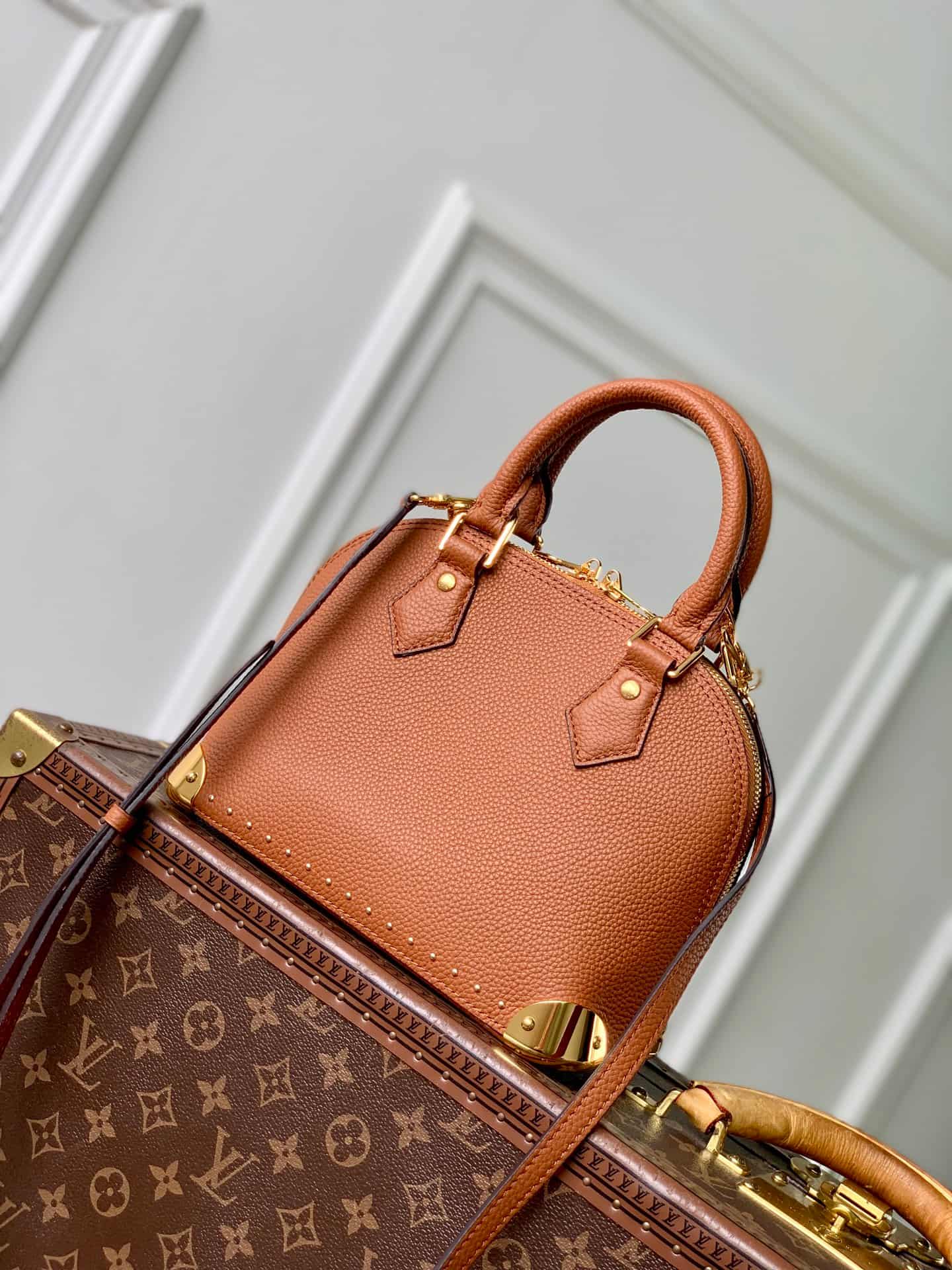 Louis Vuitton Alma Trunk BB Tan Calfskin leather M29091 High