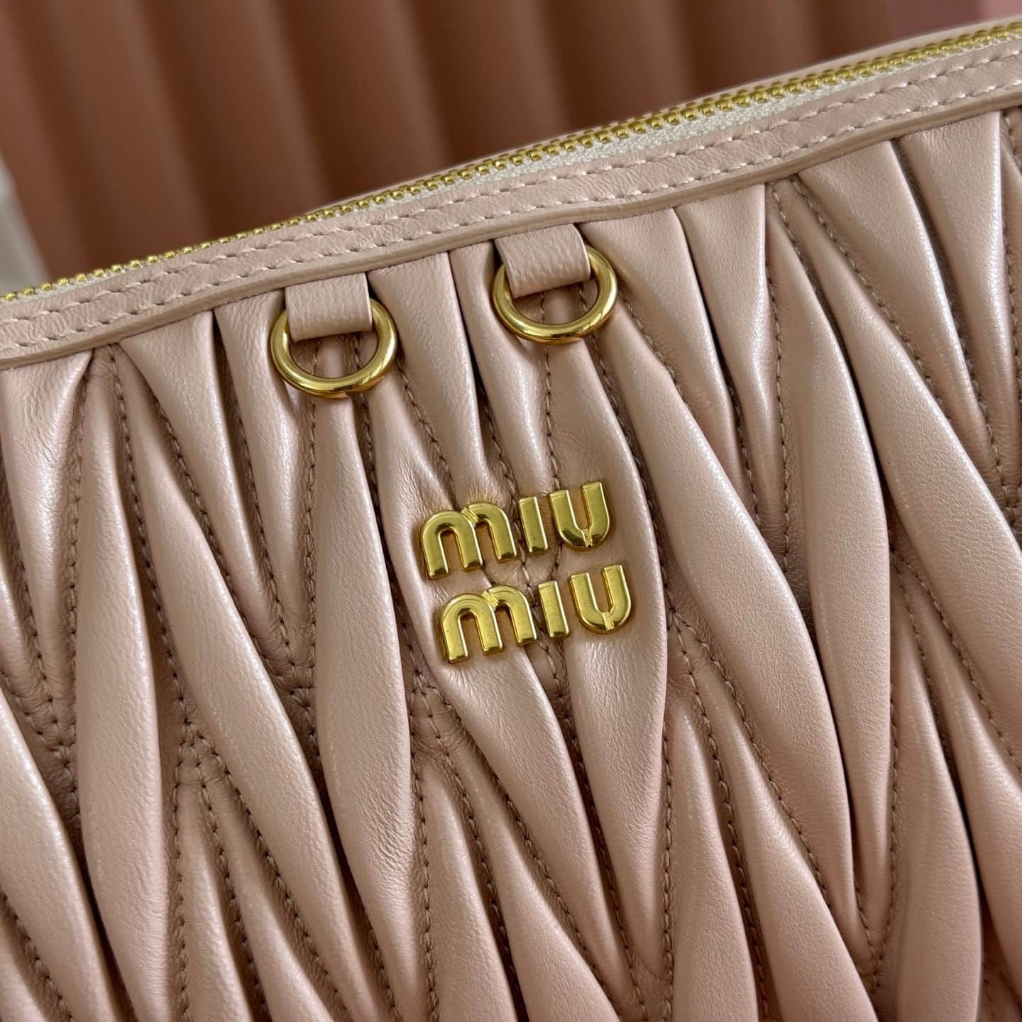 Miu Miu Caprice matelassé nappa leather clutch Powder Pink TOP