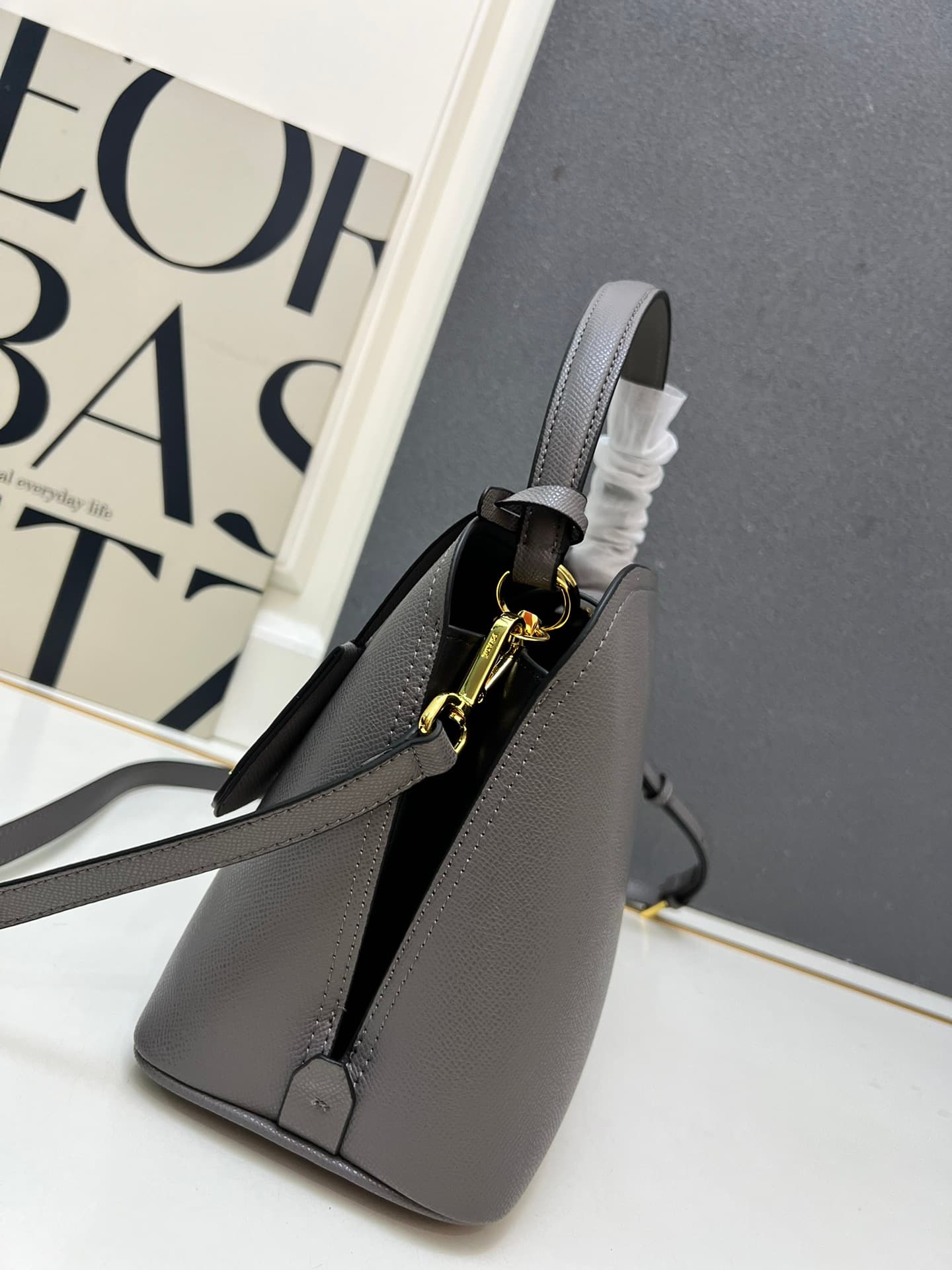 Prada Saffiano Leather Matinée Handbag Grey