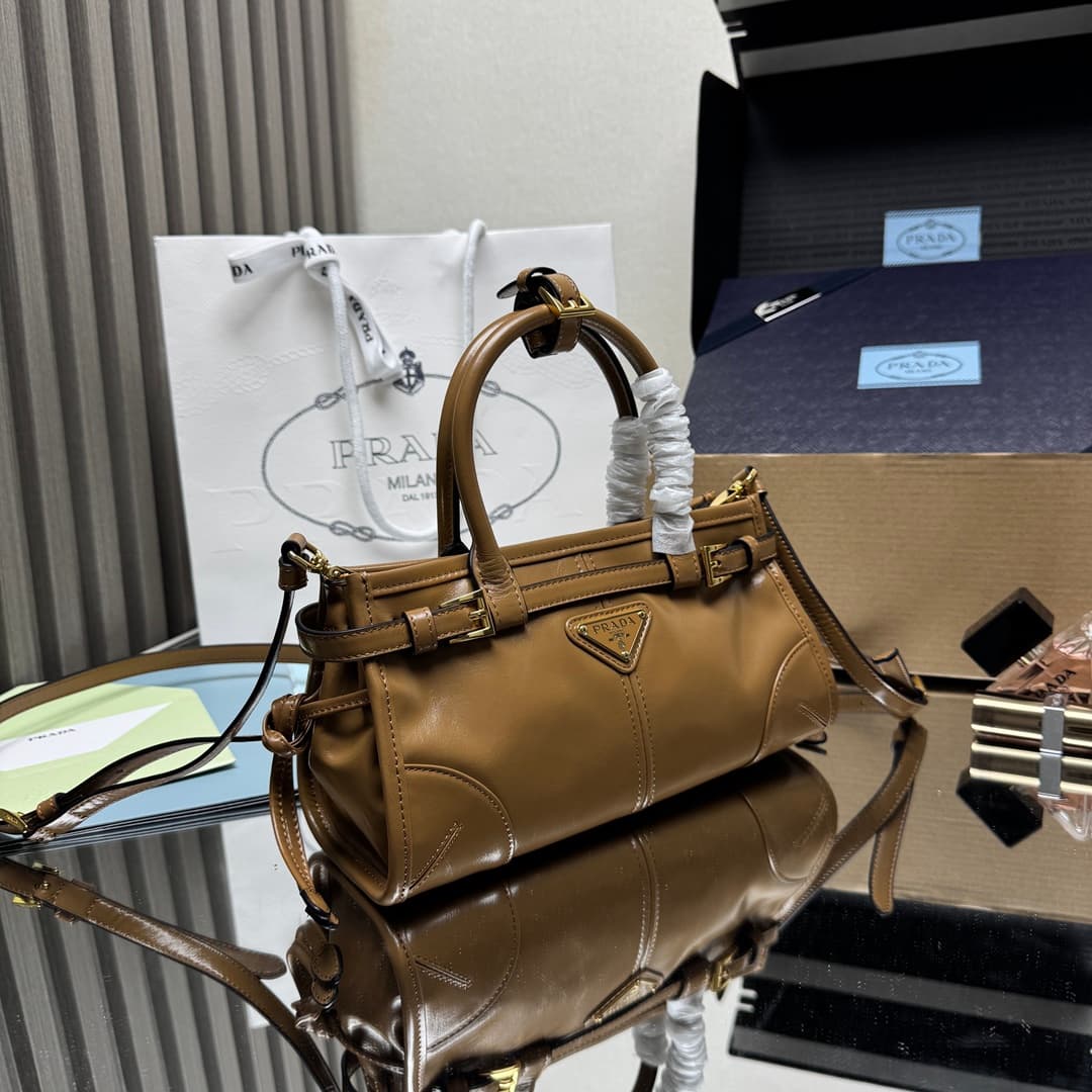 Prada Bonnie leather mini handbag Calfskin leather 1BA486 TAN High