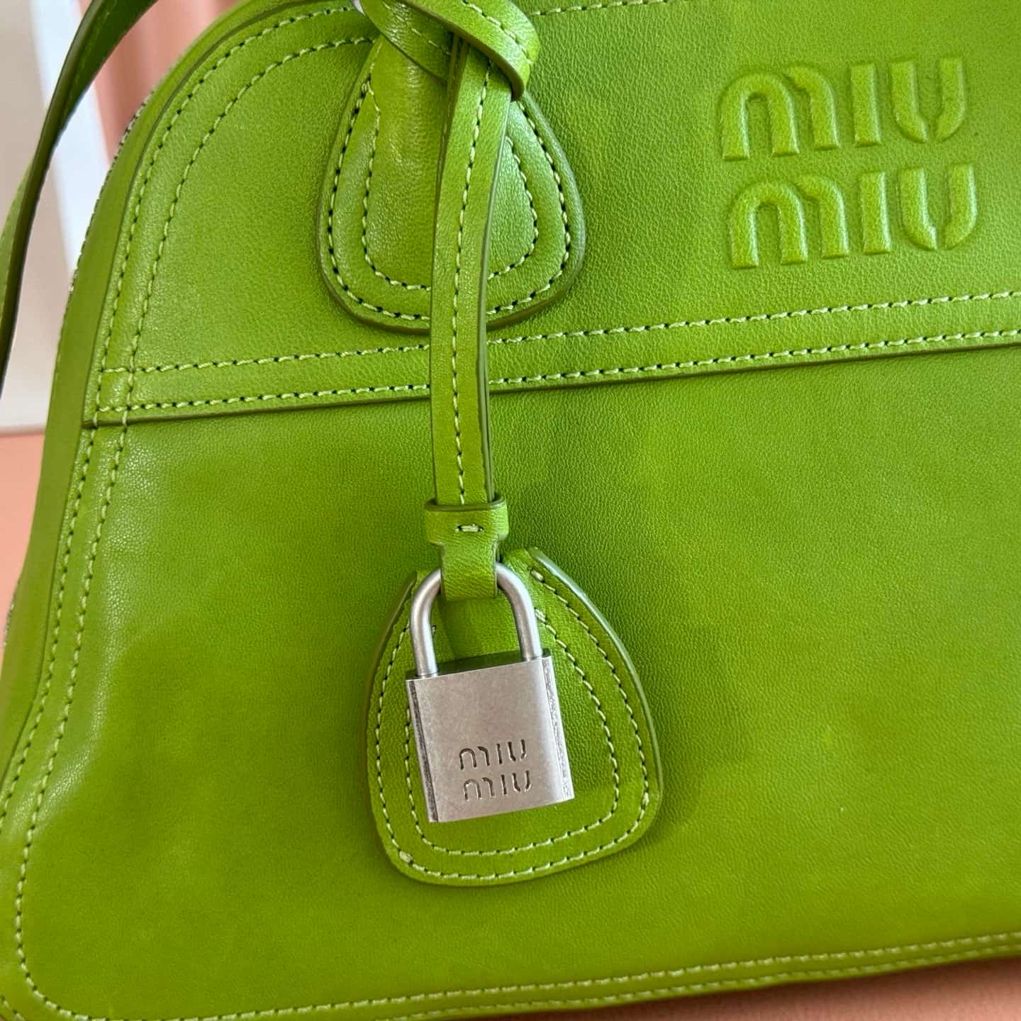 Miu Miu Vivant nappa leather bag Green 5BB199 TOP