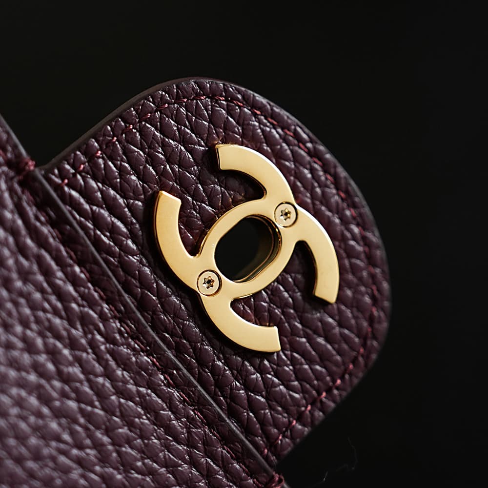 CHANEL Mini flap bag Grained Calfskin&Gold-tone metal Claret AS6573 A