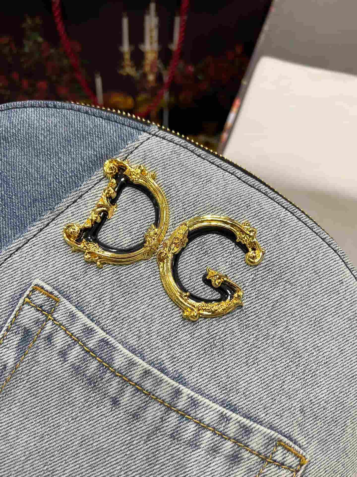 Dolce & Gabbana DG Girls patchwork denim cosmetic pouch in blue high