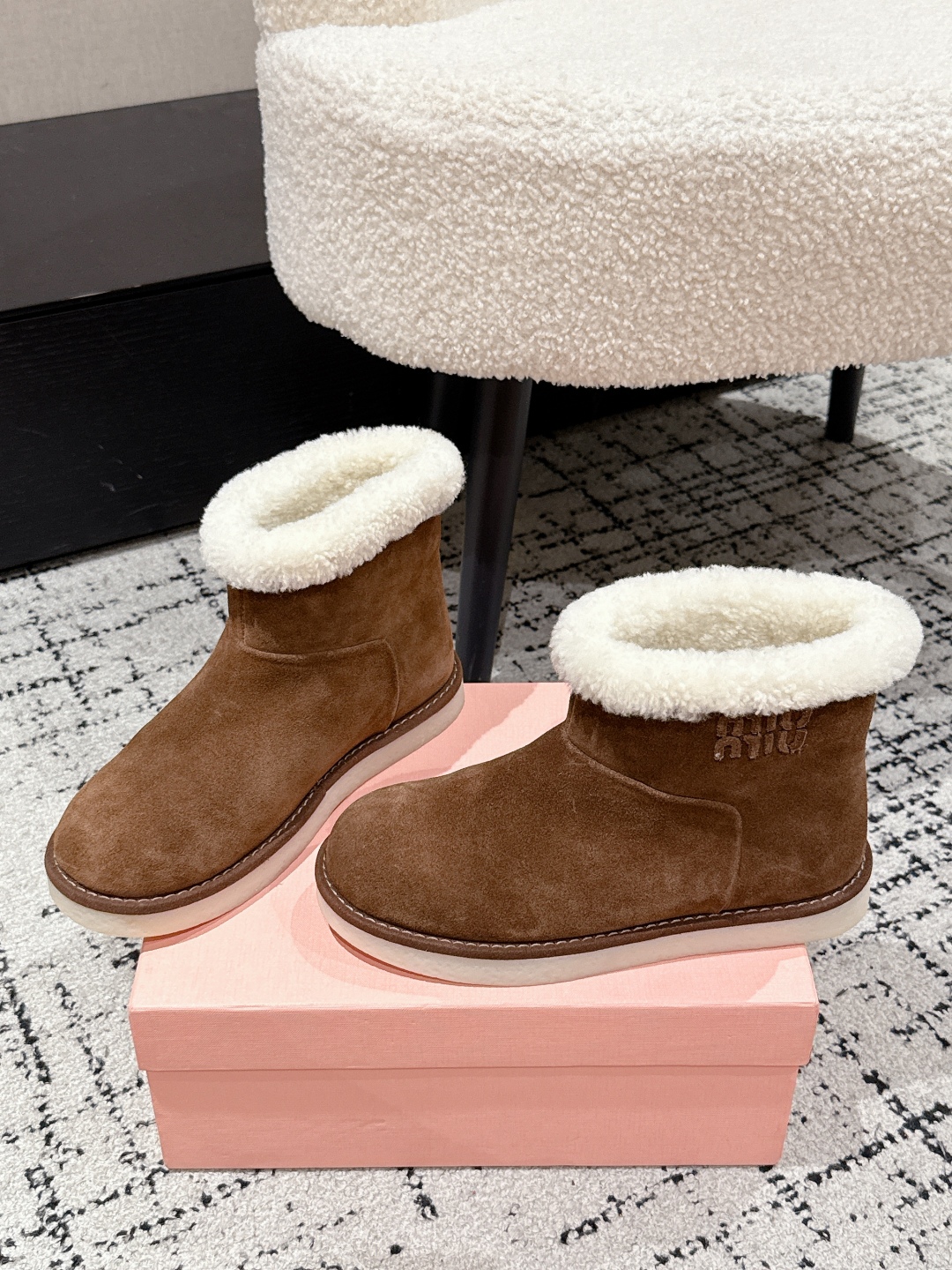 Miu Miu Cappuccino Suede Ankle Boots Women