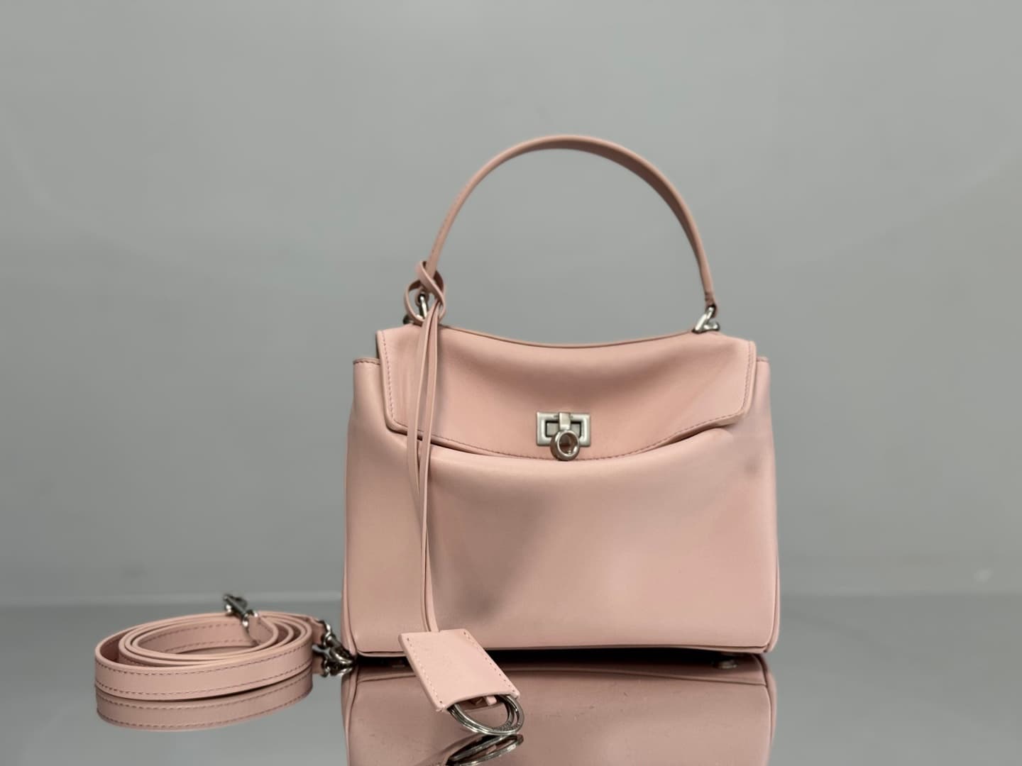 Balenciaga Rodeo Mini Bag in Pink Leather With Silver-Tone Metal TOP
