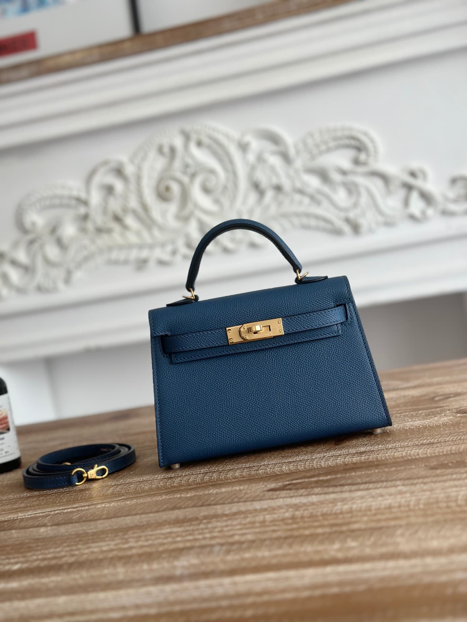 Hermes Kelly Mini II Bag Epsom Leather WAX Deep Bleu High