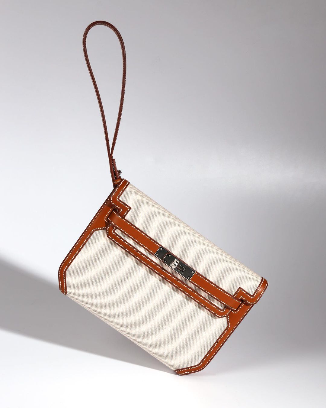 Hermes Kelly Depeches 25 Pouch Goeland canvas and Evercolor calfskin WAX High
