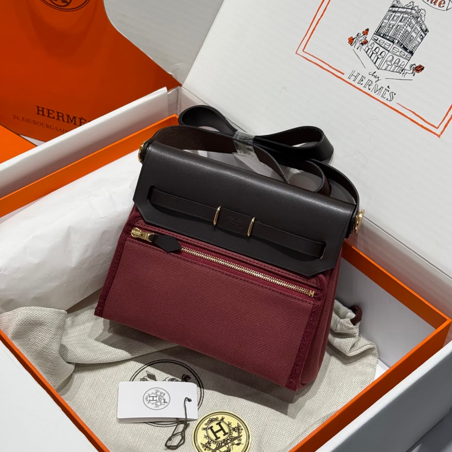 Hermes Herbag Zip Mini 20 bag Canvas and Leather TOP
